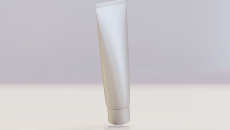 loop animation of plastic tube for cream, cosmetic white package, gel, lotion, scrub, tonic, toothpaste, body care.  model bottle on gray background slowly rotates in air, alpha channel, 3d render