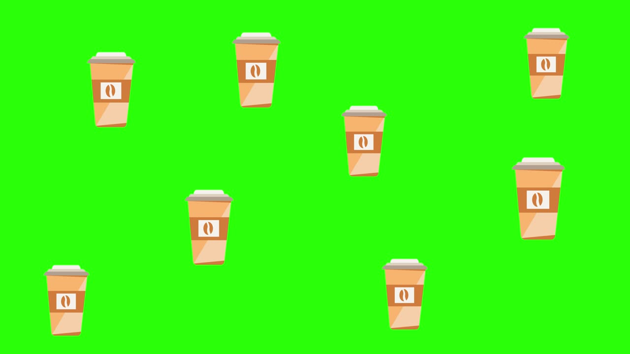 녹색 화면에 커피 컵의 애니메이션 크로마 키, 평평한 디자인 요소