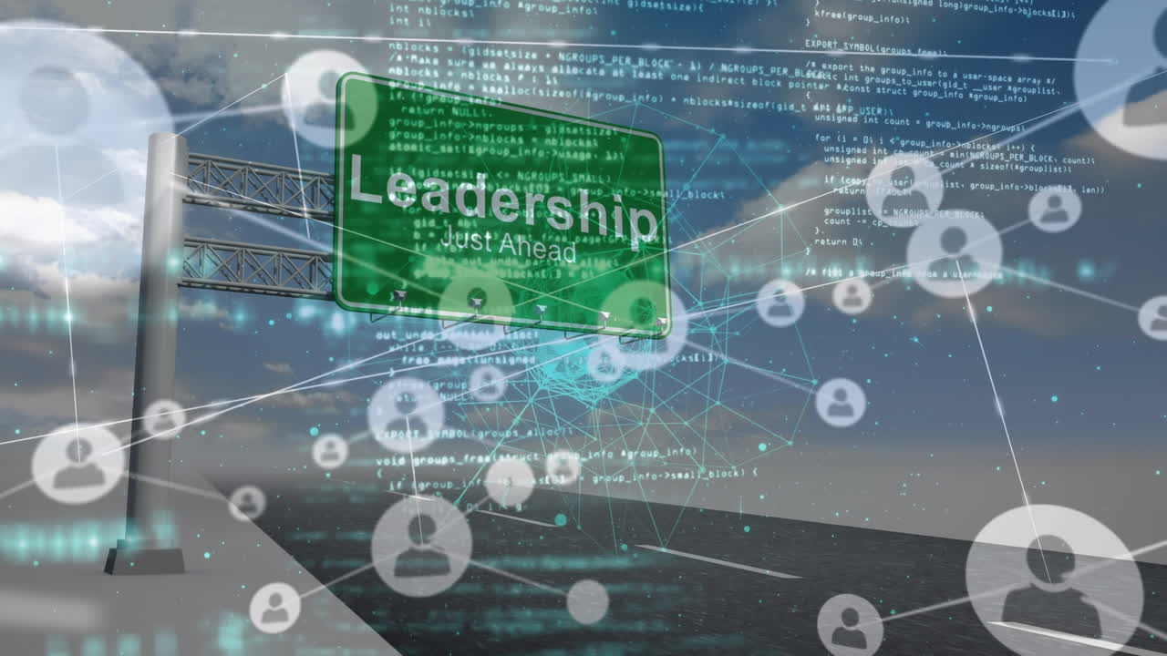 녹색 도로 노래 위의 아이콘으로 연결 네트워크의 애니메이션