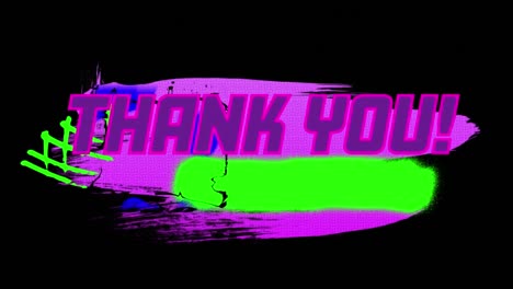 animation of thank you text over shapes on black background