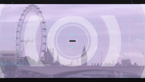 animación de escaneo de alcance y procesamiento de datos sobre el paisaje urbano