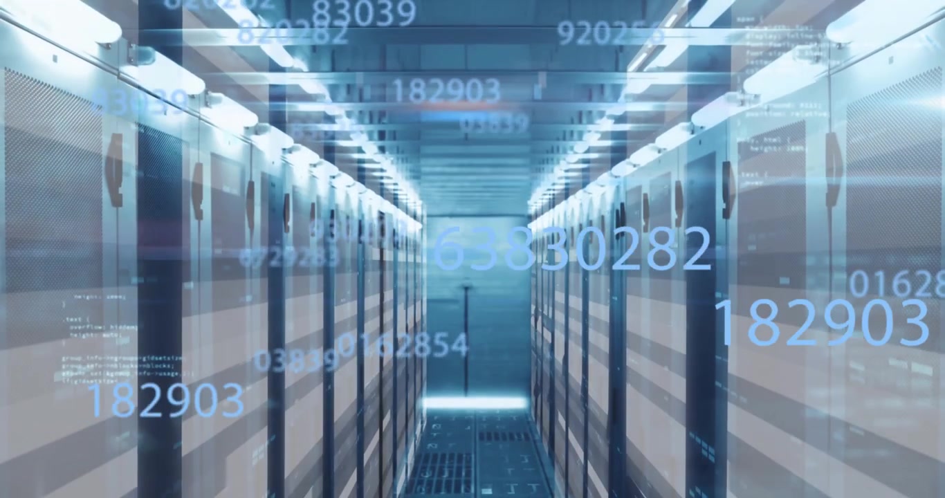 Animation of data processing over server room