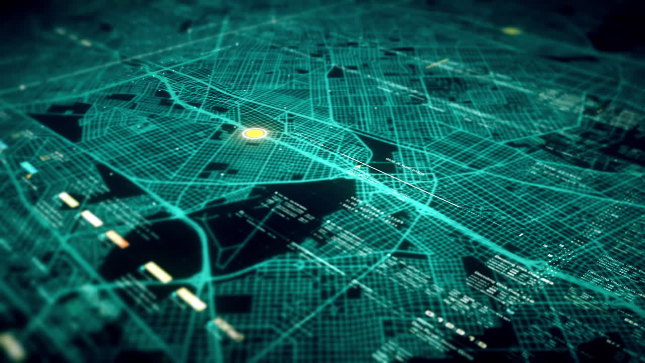 interfaz de usuario gráfica de movimiento futurista pantalla de visualización frontal con datos digitales pantalla de información de telemetría del mapa de la ciudad para la pantalla de visualización de escritorio de la computadora de fondo digital