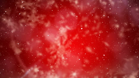 animación de nieve cayendo sobre un fondo rojo