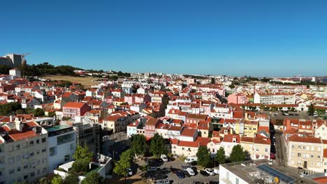 panoramic view of colorful lisbon cityscape