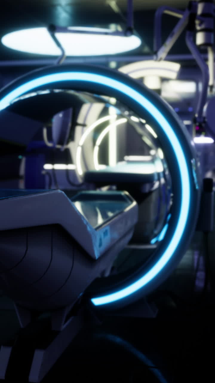 Advanced mri system inside a modern medical facility at night