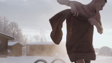 man going out of the pool