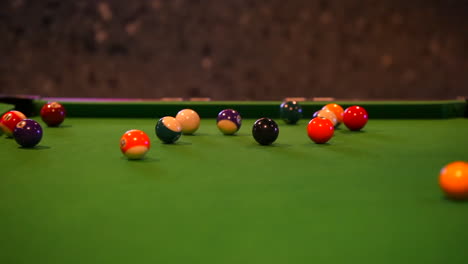 snooker game on pool table opening shot cue ball wight