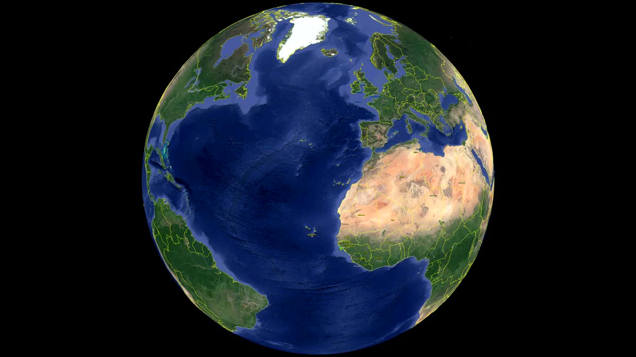 pavo con bandera. tierra 3d en el espacio - hacer zoom en pavo exterior