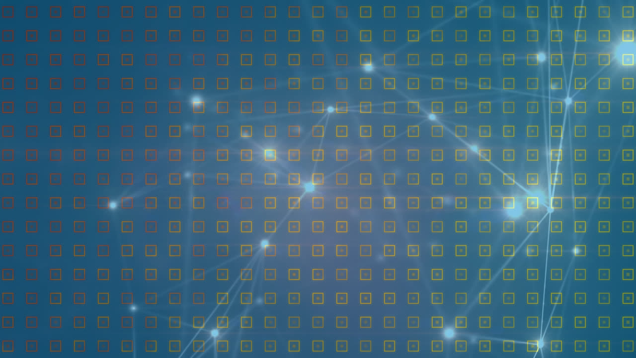 Animation of glowing network of connections against blue background