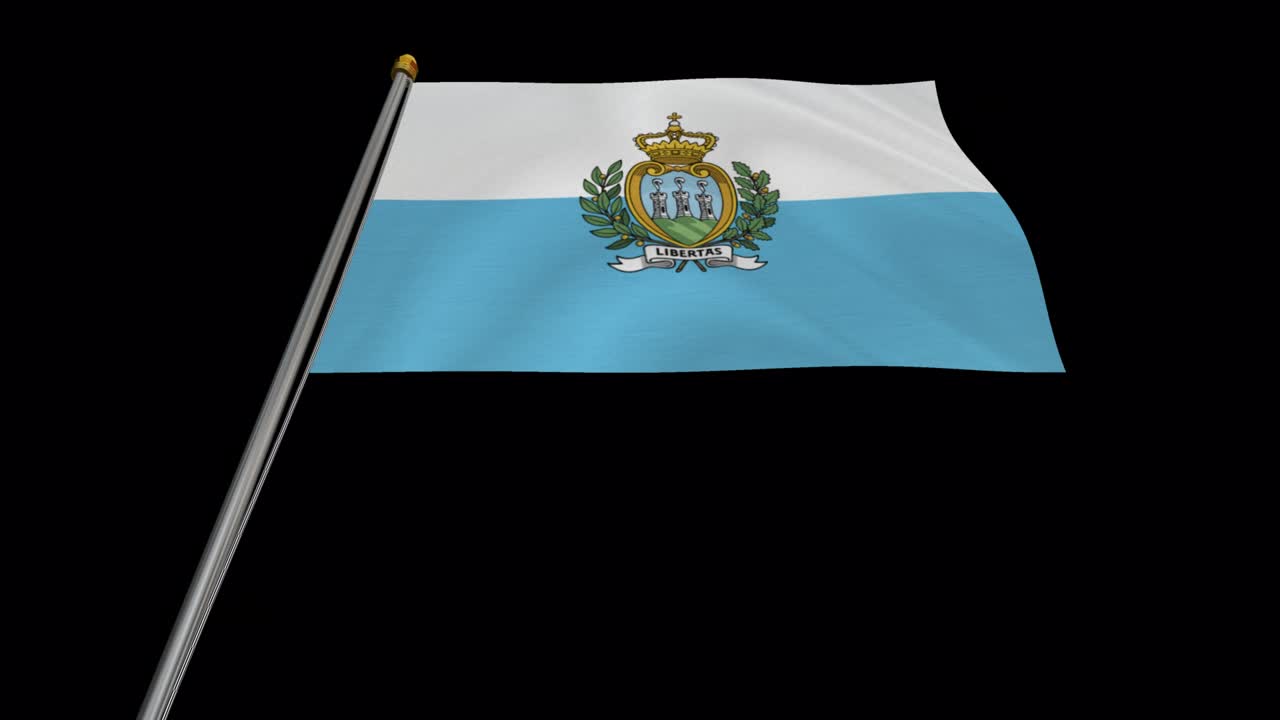 산마리노 발이 바람에 날아다니는 루프 비디오, 4k의 느린 동작 비디오, 알파 채널