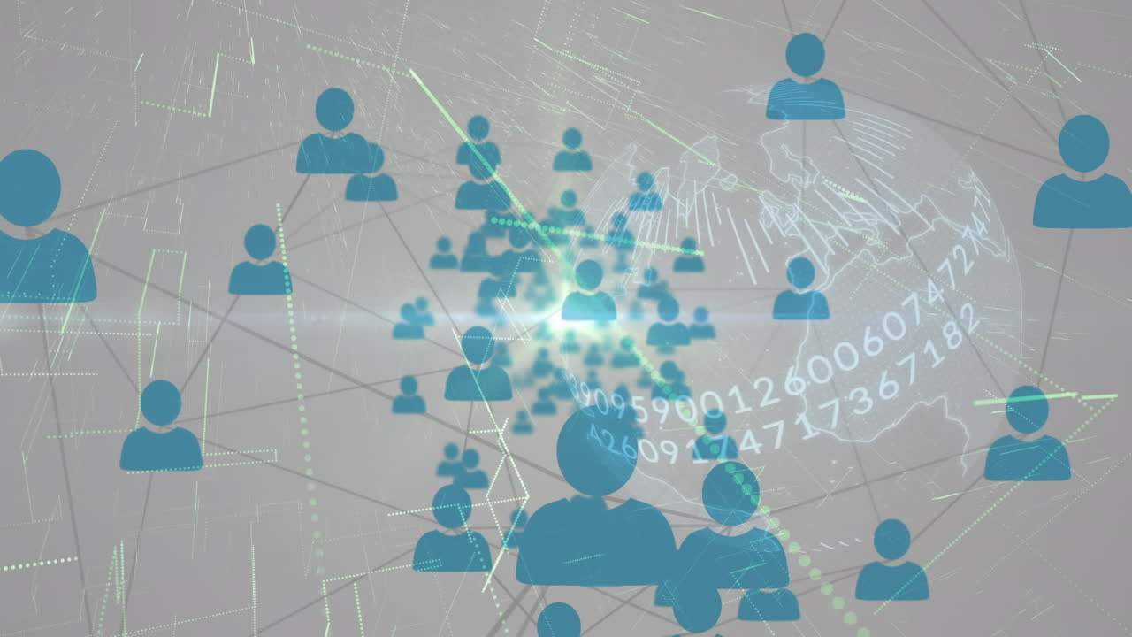 사람들과의 연결의 네트워크와 함께 지구의 애니메이션 아이콘