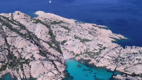 aerial view over island of caprera with dolly