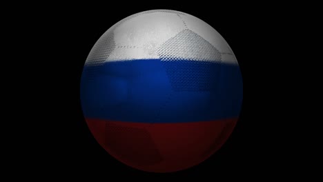 russia. football and flag. soccer ball in rotation and a flag integrated into it.