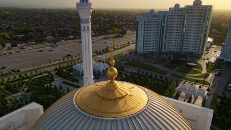 mosque pride of muslims named after the prophet muhammad in shali. drone view