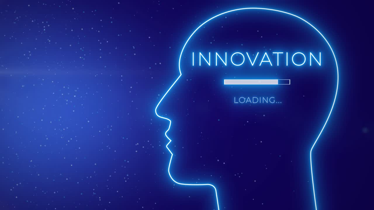 Graphic Representation Of Human Mind Loading Innovation. Creative Mindset Brainstorming Concept. abstract