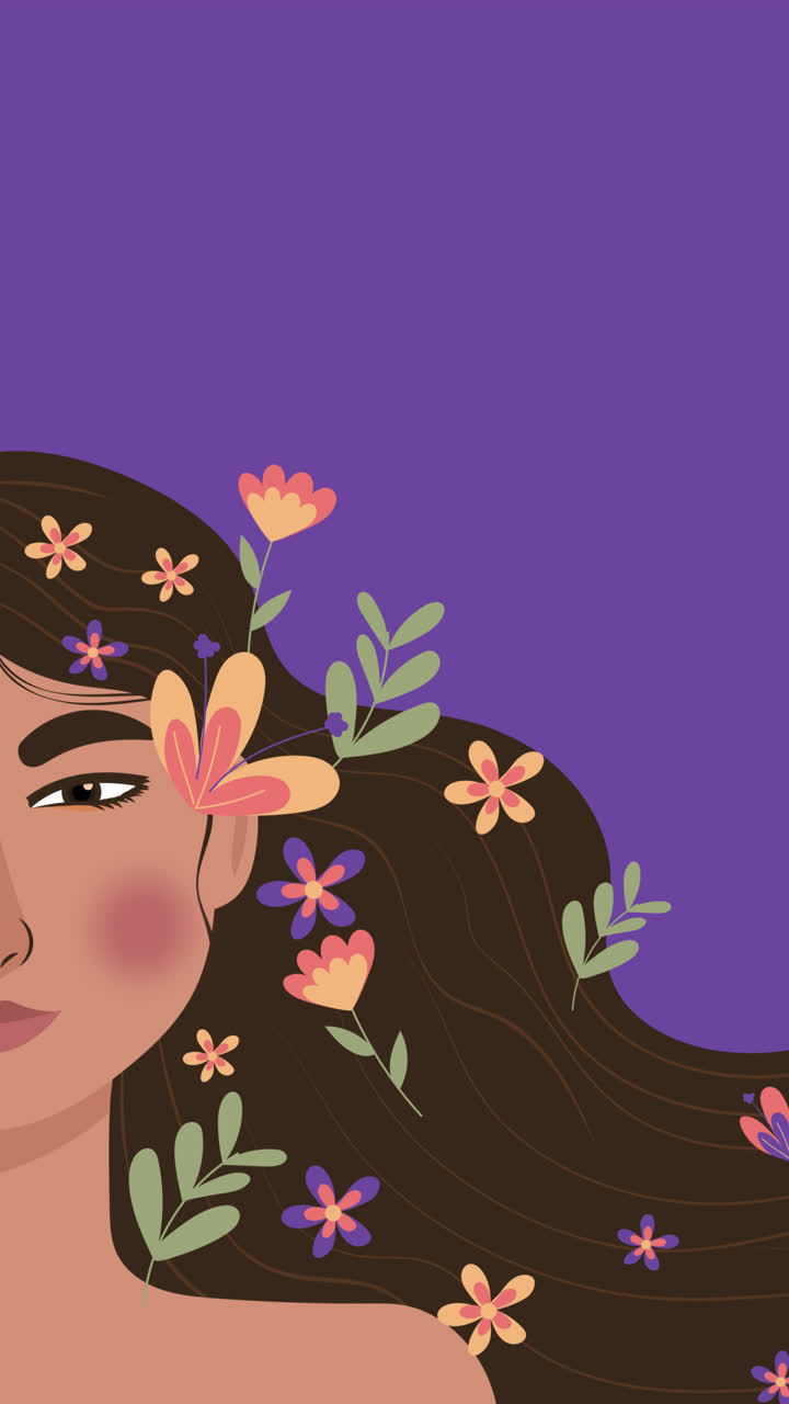 mujer con cabello floral