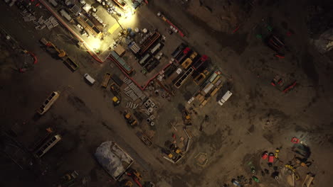 aerial view of a construction site in brooklyn. shot at night in sunset park