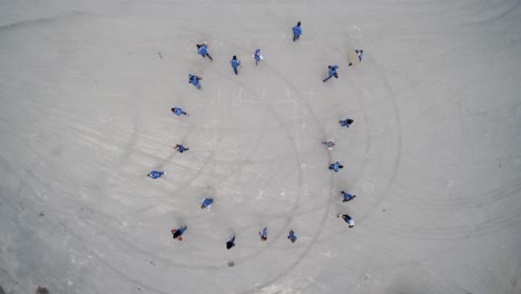 group activity with patterns on ground