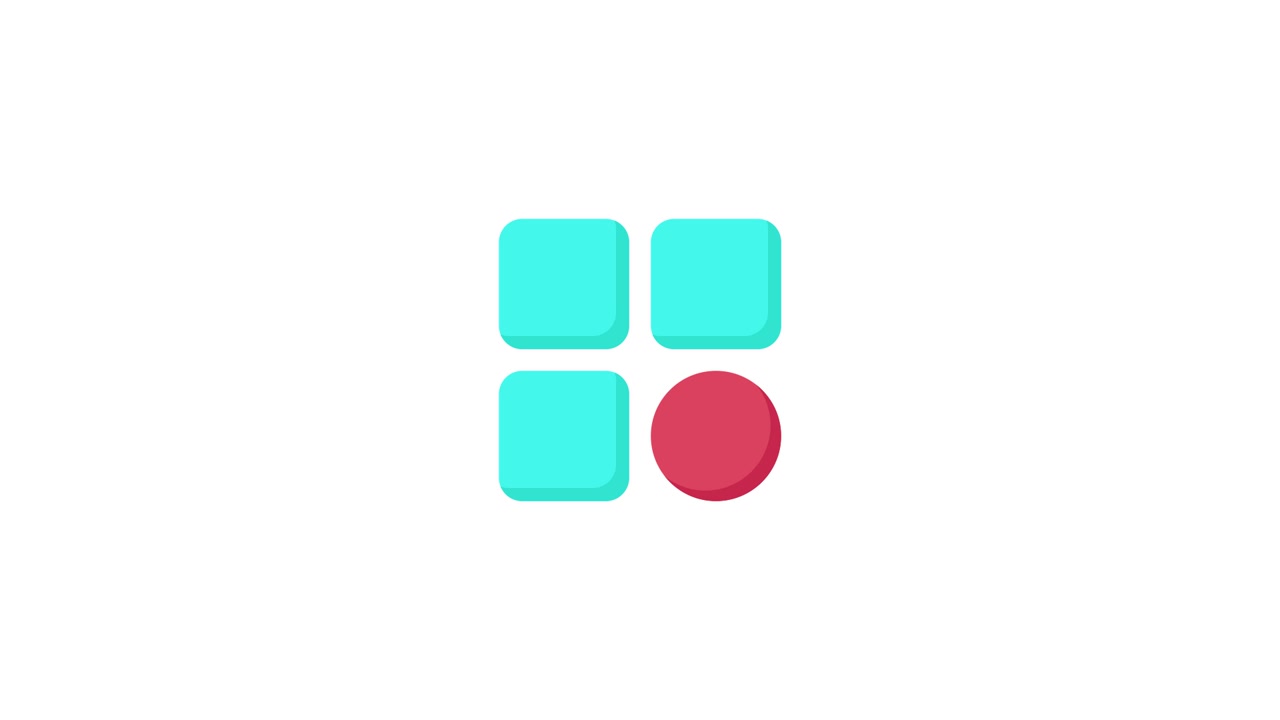 Animated Geometric Squares and Red Circle Logo Reveal