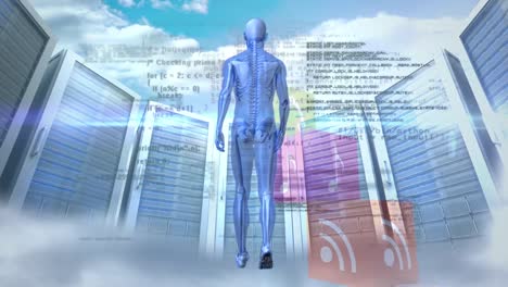 Animation-of-data-processing-and-human-walking-over-servers