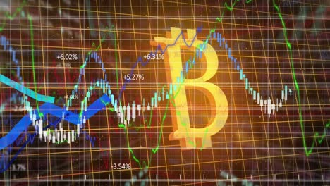 animación de bitcoin sobre el procesamiento de datos