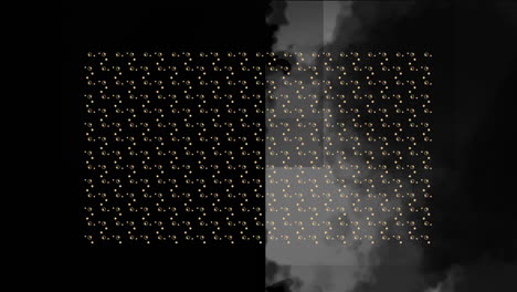 animation of dots and green exploding smoke on black background