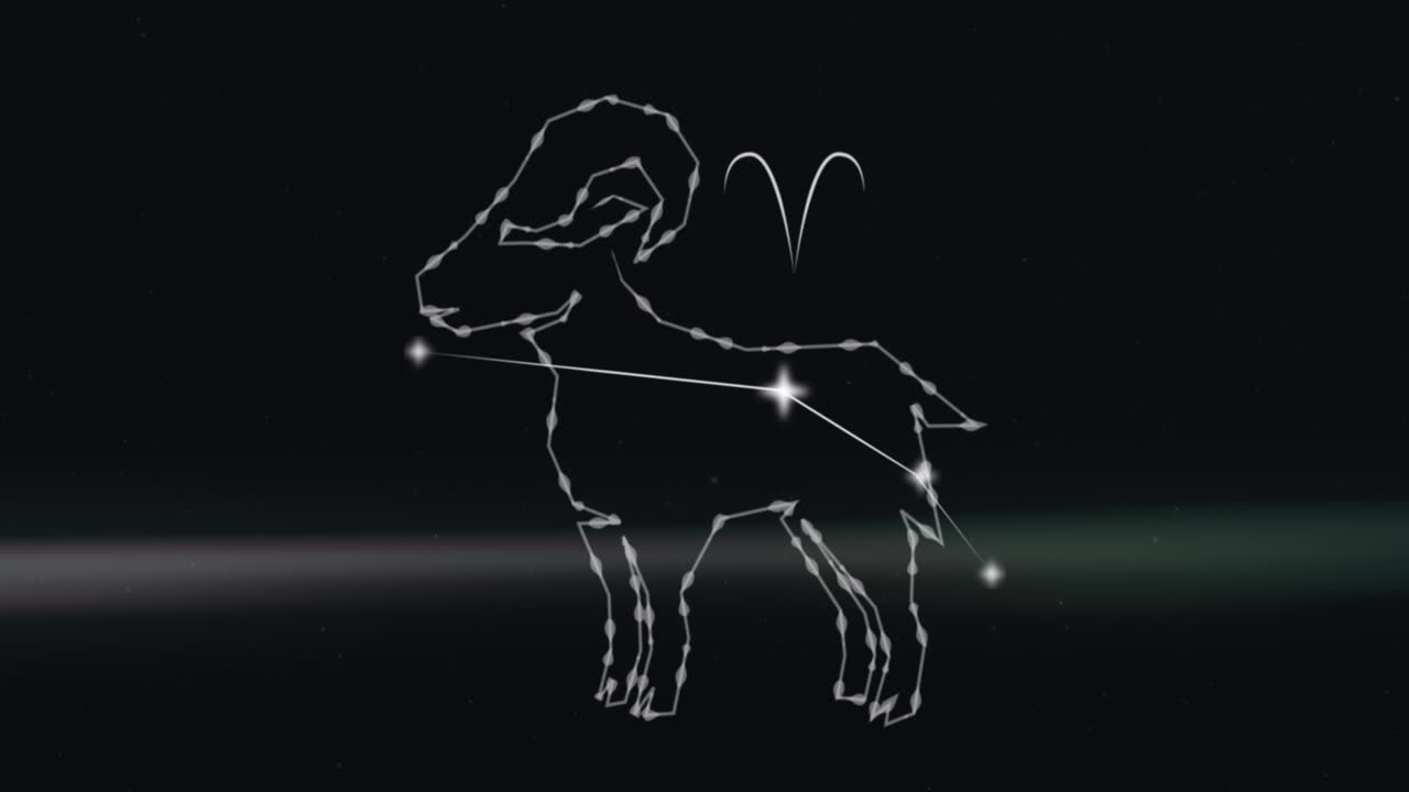 배경 에 있는 연기 구름 에 있는 양자 별자리 의 애니메이션