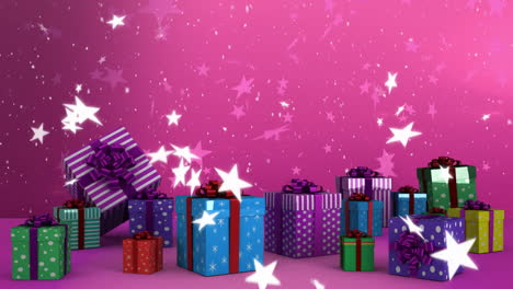 nieve cayendo y regalos de navidad