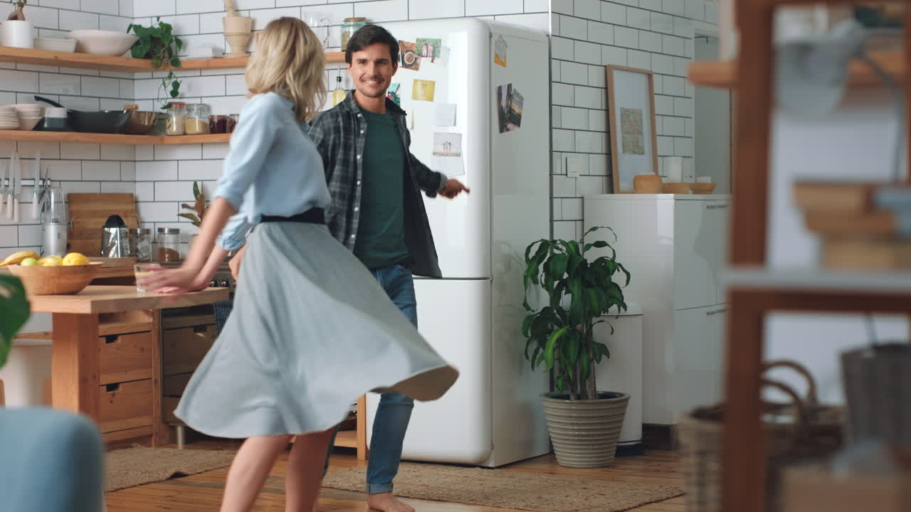 Love, energy and crazy couple dance while happy
