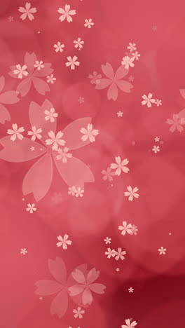 loop pattern traditional apple tree branch flowers red background texture hand drawn. vertical video.