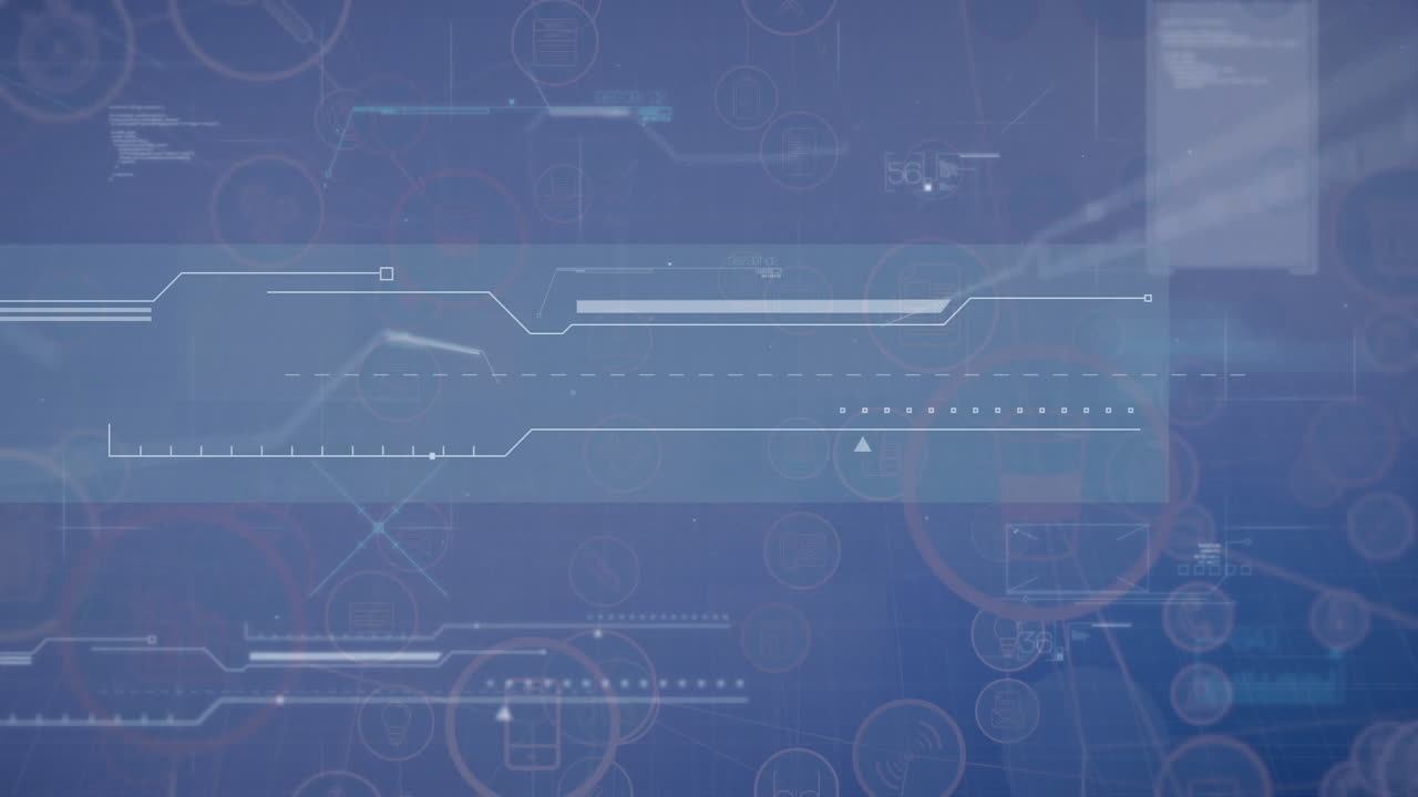 animación de la interfaz con la información y el procesamiento de datos, en gris