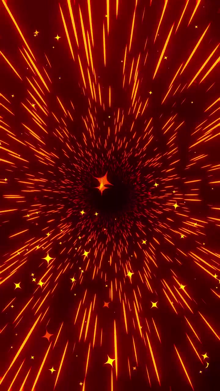 Abstract Hyperspace Warp Speed Tunnel with Glowing Orange Light Streaks