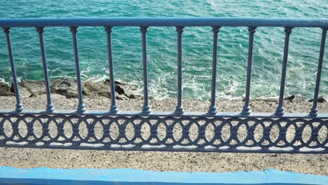 handrail protecting of falling into tropical sea in tenerife island