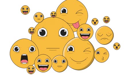 Animation-Von-Emoticons,-Die-Auf-Weißem-Hintergrund-Erscheinen