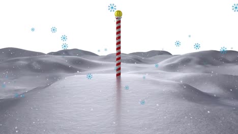 animación del polo norte sobre la nieve que cae