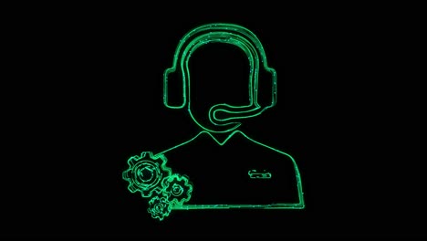 technical support animated icon appearing with lines on black background customer tech hotline