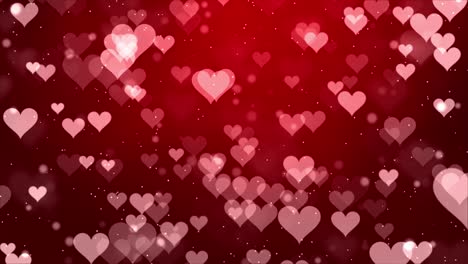 abstract red moving flying hearts and particles valentine's day loop background.