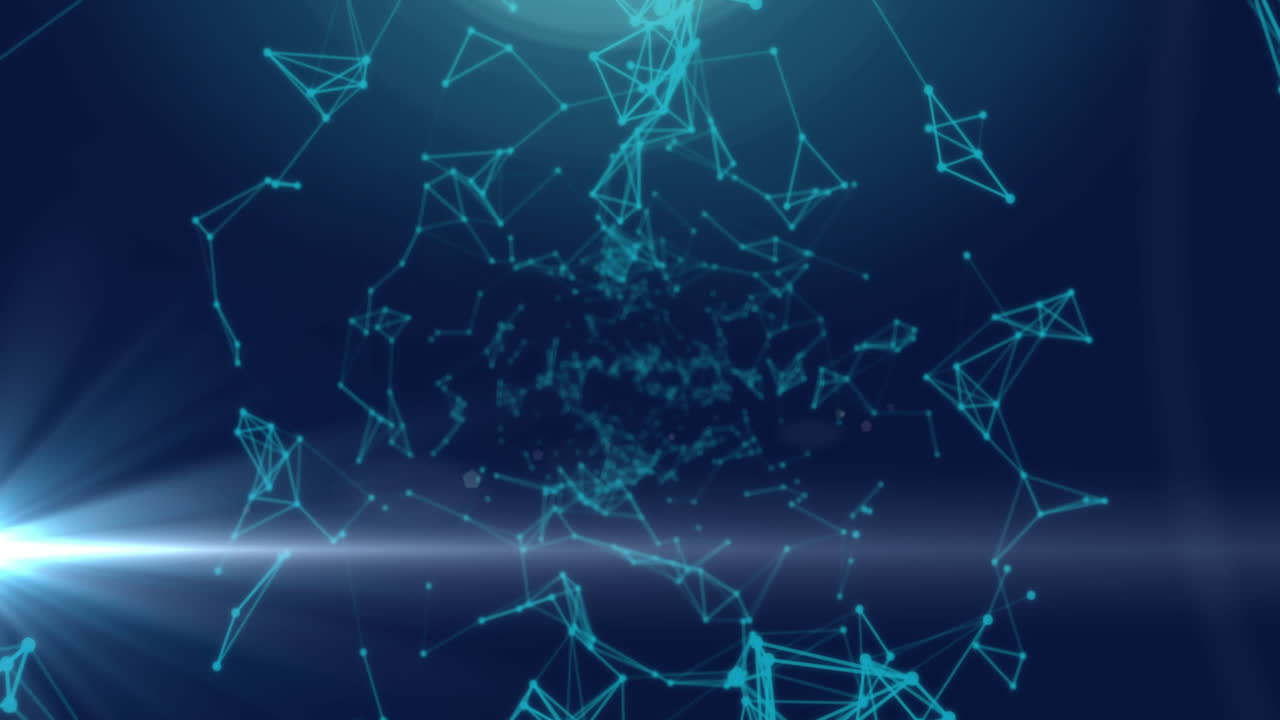 animación de redes de conexiones sobre un fondo azul oscuro