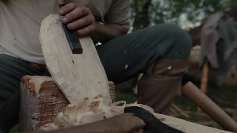 wood carving in progress