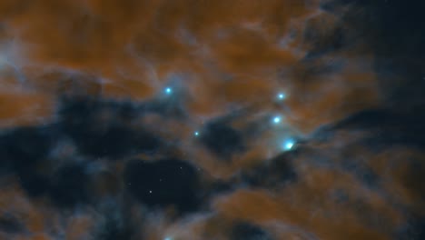 Nubes-De-Polvo-Marrón-Y-Azul-De-Una-Nebulosa-Espacial