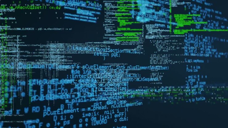 Animation af grøn og blå databehandling