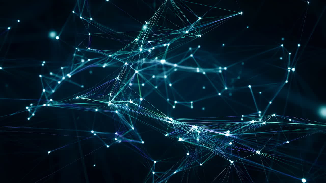 Abstract Digital Network Connection with Glowing Dots and Lines