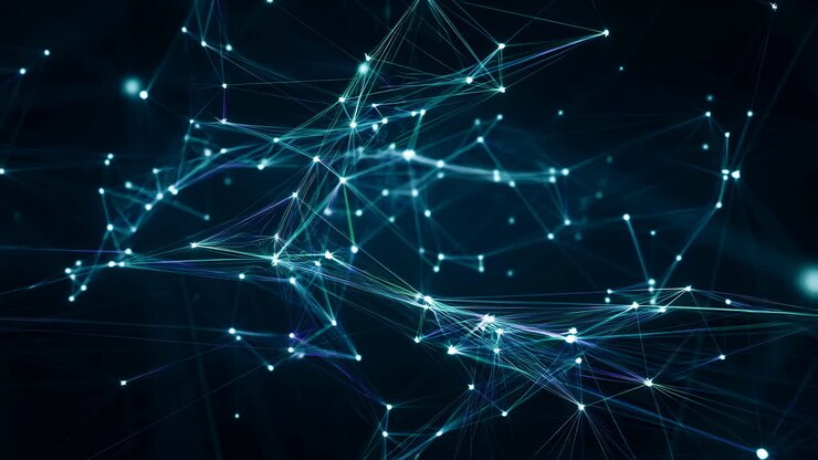 Abstract Digital Network Connection with Glowing Dots and Lines