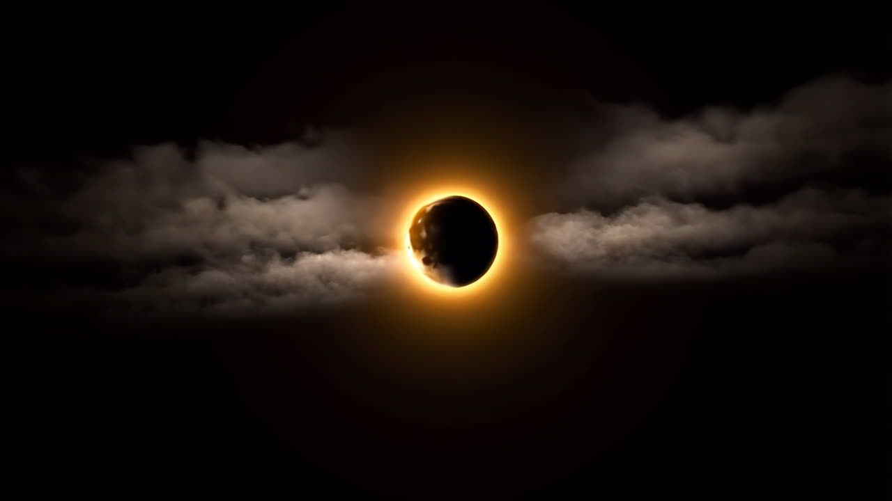 Total Solar Eclipse with Luminous Corona and Clouds