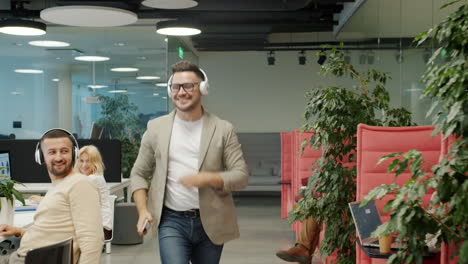 happy employees in modern office