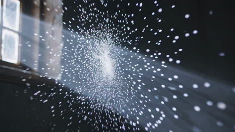 sunlight streaming through a window, creating a light show