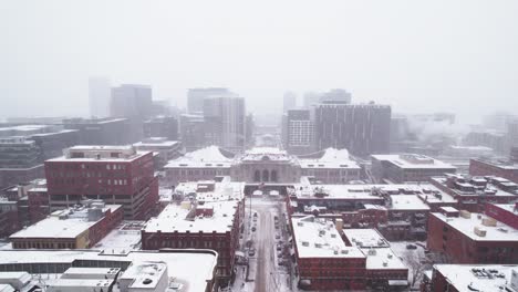 icy roads leading to union station during snowstorm