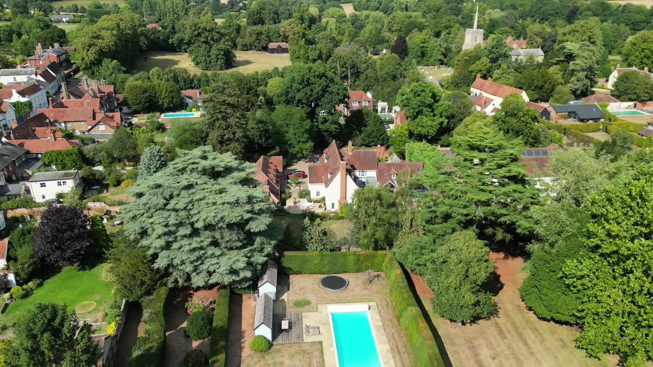 Large houses and gardens Much Hadham Typical Historic English Village Hertfordshire Aerial view