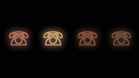 patrón de teléfono retro de neón pulsante con luz led en estilo casino